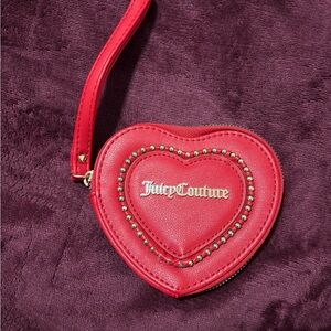 Juicy Couture Red Heart Wristlet with Gold Studs